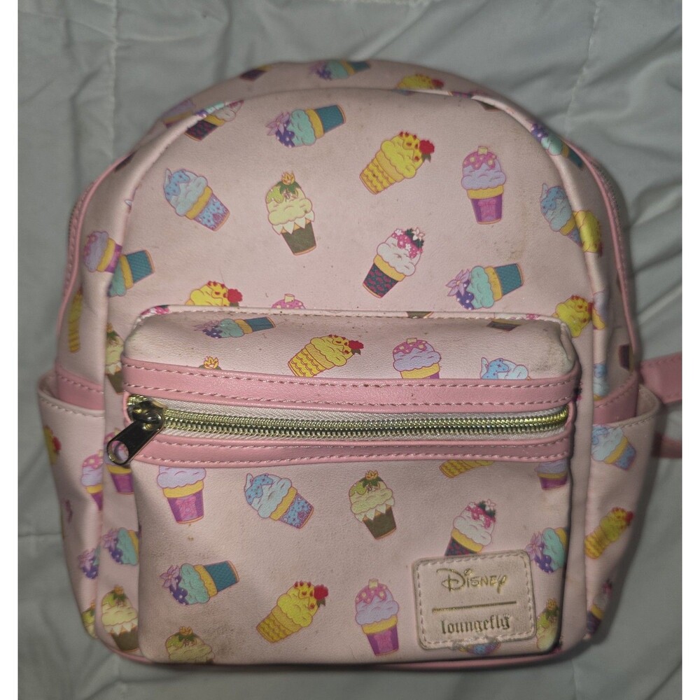 Disney Loungefly Pink Cupcake Ice Cream Mini Backpack bookbag bag tote